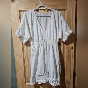 Athleta Ivory V-Neck Swim Cover Up